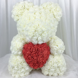 3D Rožu lācis ar sirdi WHITE XL