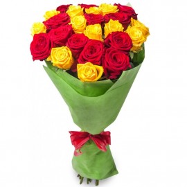 Желтые и красные розы 50 см