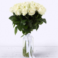 Garas baltas rozes 70 cm (maināms ziedu daudzums)